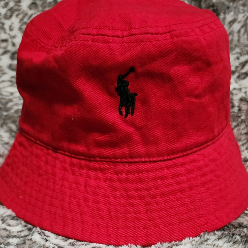 Newhattan Red Bucket Hat with Logo